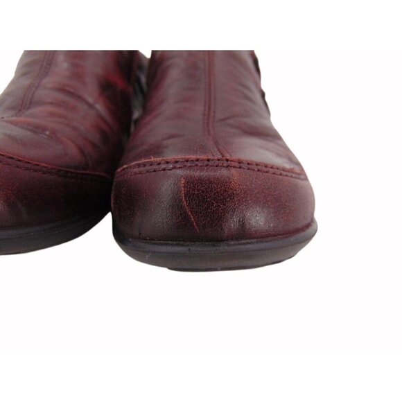 Romika Dark Red Two Hook Shoes US 8 EUR 39 Round Toe Elastic Loop Leather - Picture 6 of 16